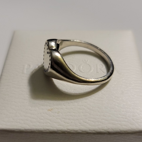 PANDORA HEART SIGNET CZ STERLING RING RETIRED - Picture 5 of 8
